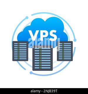 VPS Virtual private server web hosting services infrastructure technology. Vector stock illustration. Stock Vector