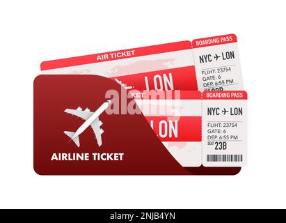 Airline tickets or boarding pass inside of special service envelope. Vector stock illustration. Stock Vector