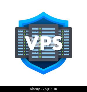 VPS Virtual private server web hosting services infrastructure technology. Vector stock illustration. Stock Vector