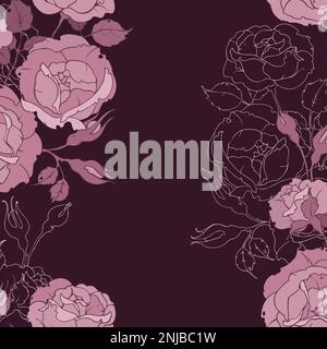 seamless pattern with fawn tender pink roses. Drawing flowers and buds vector illustration for fabric, wallpaper, wrapping paper. Stock Vector