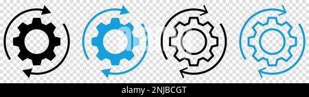 Gear workflow progress icons. Vector illustration isolated on transparent background Stock Vector