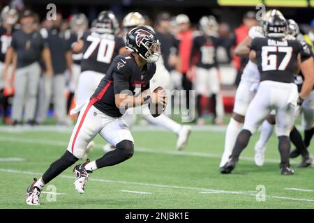 ATLANTA, GA – JANUARY 08: Atlanta punter Bradley Pinion (13) kicks