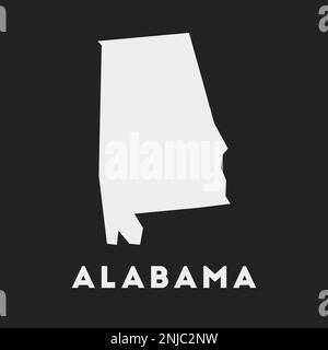 Alabama icon. Us state map on dark background. Stylish Alabama map with us state name. Vector illustration. Stock Vector