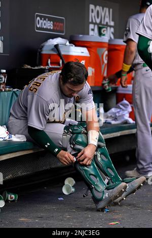 BALTIMORE, MD - SEPTEMBER 04: Oakland Athletics infielder Vimael Machin  (31) runs to third during a game between the Baltimore Orioles and Oakland  Athletics on September 4, 2022 at Oriole Park at