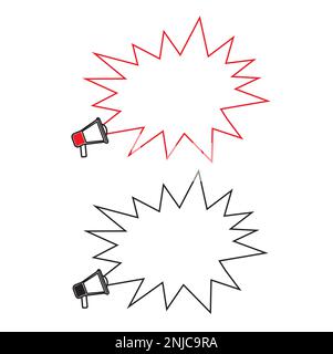 A megaphone and a blank speech bubble on a white background with copy space Stock Vector