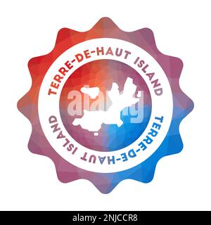 Terre-de-Haut Island low poly logo. Colorful gradient travel logo in geometric style. Multicolored polygonal Terre-de-Haut Island rounded sign with ma Stock Vector