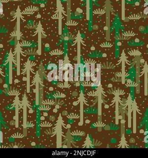 Night Military forest pattern seamless. Army Evening thicket background. Vector illustration Stock Vector