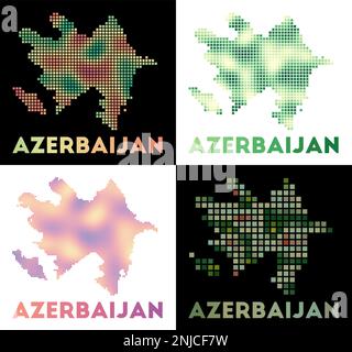 Azerbaijan map. Collection of map of Azerbaijan in dotted style. Borders of the country filled with rectangles for your design. Vector illustration. Stock Vector