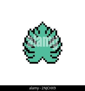 Tropical leaf pixel art isolated. Vector illustration Stock Vector