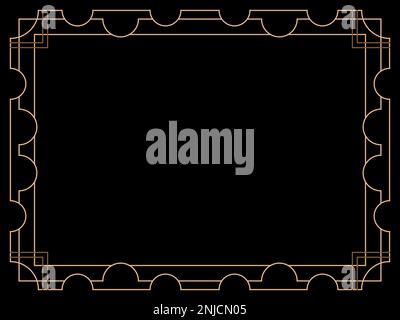 Art deco frame. Vintage linear border. Design a template for invitations, leaflets and greeting cards. Geometric golden frame. The style of the 1920s Stock Vector