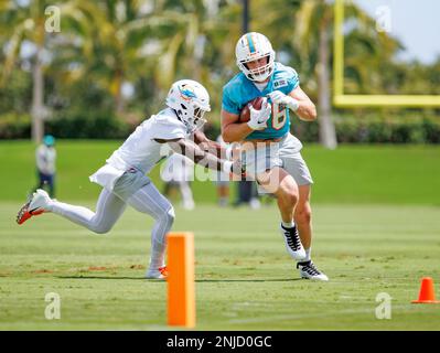 Miami Dolphins linebacker Porter Gustin (96) stands on the sidelines during  an NFL football game against the Philadelphia Eagles, Saturday, Aug. 27,  2022, in Miami Gardens, Fla. (AP Photo/Doug Murray Stock Photo - Alamy