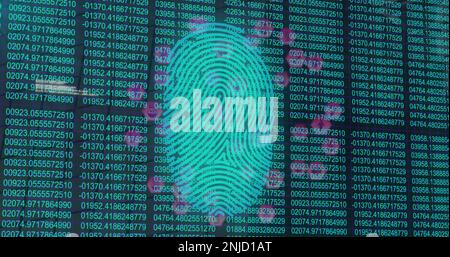 Image of fingerprint with media icons over data processing Stock Photo ...