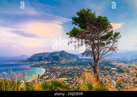 Palermo, Sicily, Italy in the Mondello borough at dusk. Stock Photo