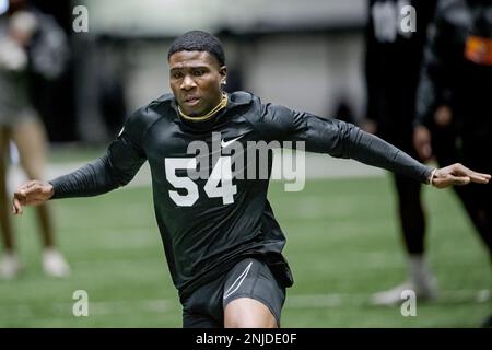 Running back Tyler King of Edward Waters University runs a drill