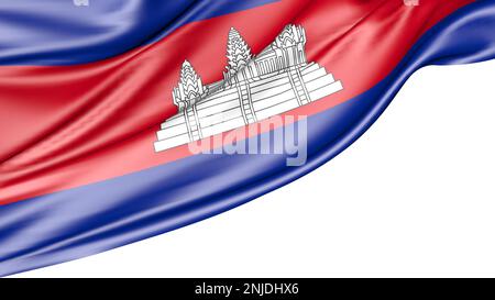 Cambodia flag isolated on white background, 3D illustration Stock Photo