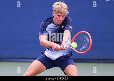 Olaf Pieczkowski in action during a junior boys' singles match at the ...