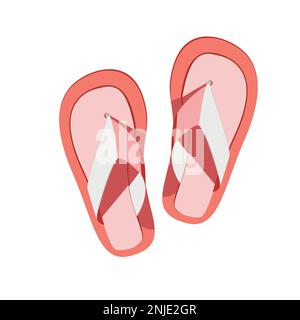 Fashionable beach flip flops in flat technique vector illustration Stock Vector