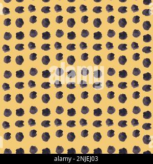 Abstract watercolor pattern with black spots on a yellow background Stock Photo