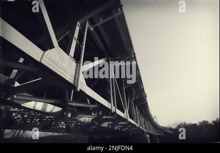 Steel girders  supportinga highway bridge in Connecticut UDo you garter underpinning a highway bridge in Connecticut U Stock Photo