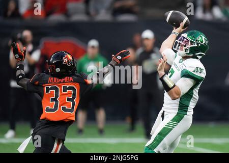 Ottawa, Canada. 20th July, 2018. BC Lions quarterback Cody Fajardo (17)  takes the snap from center Cody Husband (62) during the CFL game between  the BC Lions and Ottawa Redblacks at TD