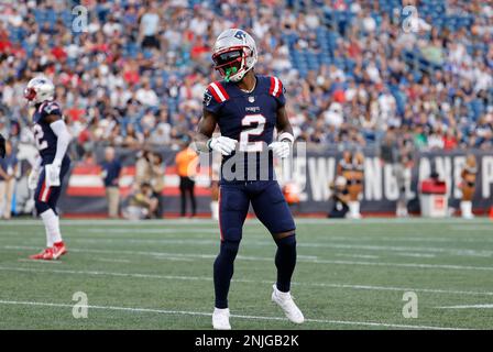 FOXBOROUGH, MA - AUGUST 19: New England Patriots offensive tackle Yodny  Cajuste (72) in warm up before an NFL preseason game between the New  England Patriots and the Carolina Panthers on August