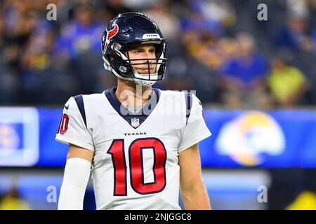 Los Angeles Rams quarterback John Wolford (13) throws during a NFL preseason  game against the Houston Texans, Friday, August 19, 2022, at SoFi Stadium  Stock Photo - Alamy