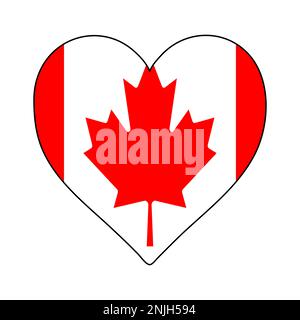 Canada Heart Shape Flag. Love Canada. Visit Canada. Northern America. America. Vector Illustration Graphic Design. Stock Vector