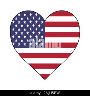 United States of America Heart Shape Flag. Love United States. Visit United States of America. Northern America. America. Vector Illustration Graphic Stock Vector