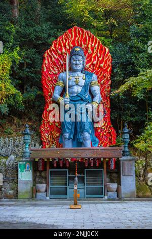 Fukuoka, Japan - Nov 21 2022: Fudou Myouou is a fierce Buddhist deity said to protect worshipers from disasters or harm at Nanzoin Temple Stock Photo