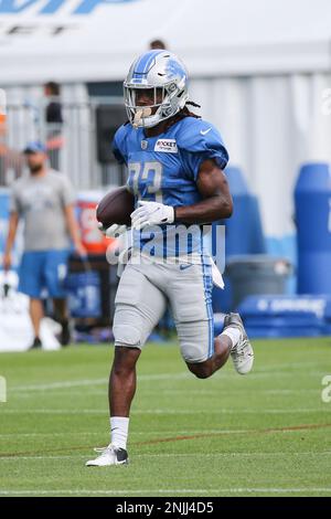 ALLEN PARK, MI - AUGUST 05: Detroit Lions WR Kalil Pimpleton (83) in action  during Lions training camp on August 5, 2022 at Detroit Lions Training Camp  in Allen Park, MI (Photo