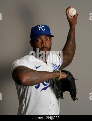 Glendale, United States. 24th Feb, 2023. Kansas City Royals pitcher Aroldis  Chapman (54) pitches against the Milwaukee Brewers in the third inning of  an MLB spring training baseball game at American Family