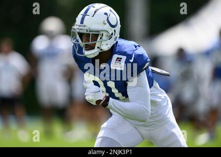 Indianapolis Colts' Brandon Facyson runs a drill during a practice