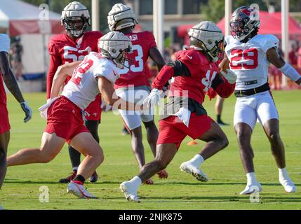 Miami Dolphins wide receiver Lynn Bowden Jr. (3) is tackled after catching  a pass by Tampa Bay Buccaneers cornerback Rashard Robinson (28), linebacker  K.J. Britt (52) and linebacker Elijah Ponder (44) during