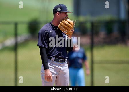 FCL Blue Jays pitcher Eliander Alcalde (34) during a Florida Complex League  baseball game against the FCL Yankees on August 4, 2022 at the Blue Jays  Player Development Complex in Dunedin, Florida. (