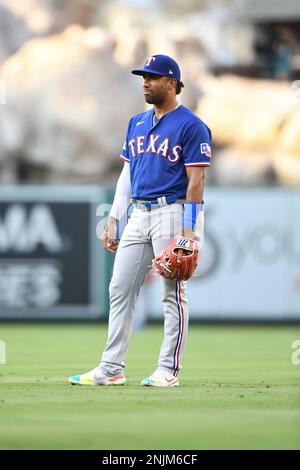 Texas Rangers' Ezequiel Duran looks up after hitting a single during the  second inning of a baseball game against the Seattle Mariners in Arlington,  Texas, Sunday, June 5, 2022. (AP Photo/LM Otero