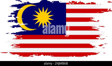 Malaysia flag grunge brush color image, vector Stock Vector