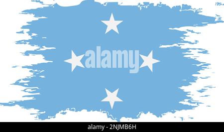 Micronesia brush stroke flag vector background. Hand drawn grunge style ...