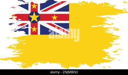 Niue flag grunge brush color image, vector Stock Vector