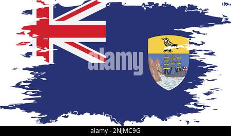 Saint Helena, Ascension and Tristan da Cunha flag grunge brush color image, vector Stock Vector