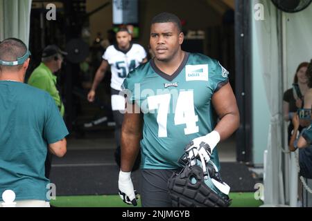 Jacksonville Jaguars offensive tackle KC McDermott (62) blocks against  Cleveland Browns defensive end Chris Odom (61) during the second half of a  preseason NFL football game, Friday, Aug. 12, 2022, in Jacksonville