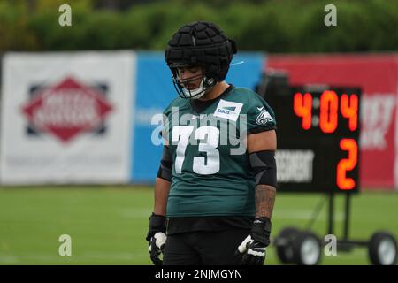 Philadelphia Eagles defensive tackle Marvin Wilson (73) walks off of the  field during an NFL football game against the Miami Dolphins, Saturday,  Aug. 27, 2022, in Miami Gardens, Fla. (AP Photo/Doug Murray