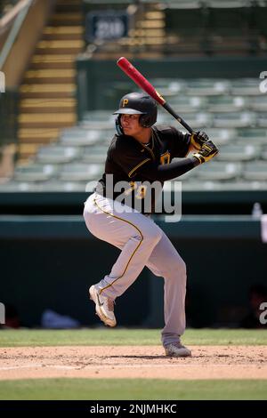 FCL Pirates Omar Alfonzo (79) during a Florida Complex League baseball game  against the FCL Twins on August 8, 2022 at Pirate City in Bradenton,  Florida. (Mike Janes/Four Seam Images via AP