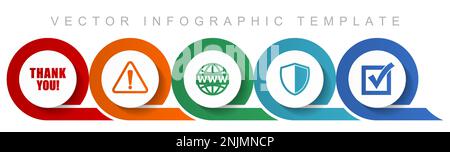 Internet icon set, miscellaneous icons such as thank you, warning, www, shield and vote for webdesign and mobile applications, flat design infographic Stock Vector