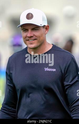 EAGAN, MN - JULY 27: Minnesota Vikings quarterback Sean Mannion (14) makes  a pass during the first day of Minnesota Vikings Training Camp at TCO  Performance Center on July 27, 2022 in