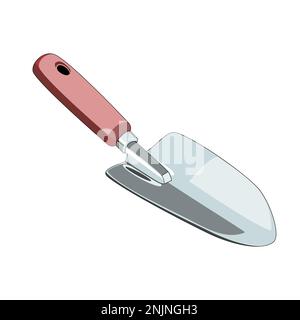 Garden tool metal shovel with red handle vector illustration Stock Vector