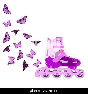Roller-skates with butterflies vector illustration Stock Vector