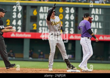 Pittsburgh, United States. 03rd July, 2022. Pittsburgh Pirates shortstop  Oneil Cruz (15) tags out Milwaukee Brewers second baseman Kolten Wong (16)  as he was caught in a run down attempting to steal