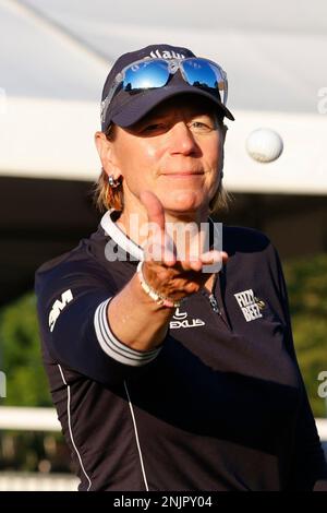 MIDLAND, MI - JULY 13: LPGA golfer Savannah Grewal hits her tee shot on ...