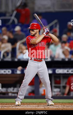 MIAMI, FL - JULY 05: Los Angeles Angels designated hitter Shohei Ohtani  (17) looks on in the dugout during an MLB game against the Miami Marlins on  July 5, 2022 at LoanDepot