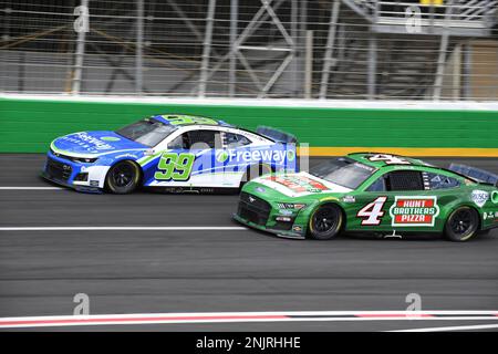 ATLANTA, GA - JULY 09: Kevin Harvick (#4 Stewart Haas Racing Hunt Brothers  Pizza Ford) races down the front stretch during the running of the NASCAR  Cup Series Quaker State 400 on